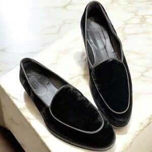 Suitsupply Black Cotton Velvet Tuxedo Slip On Loafers